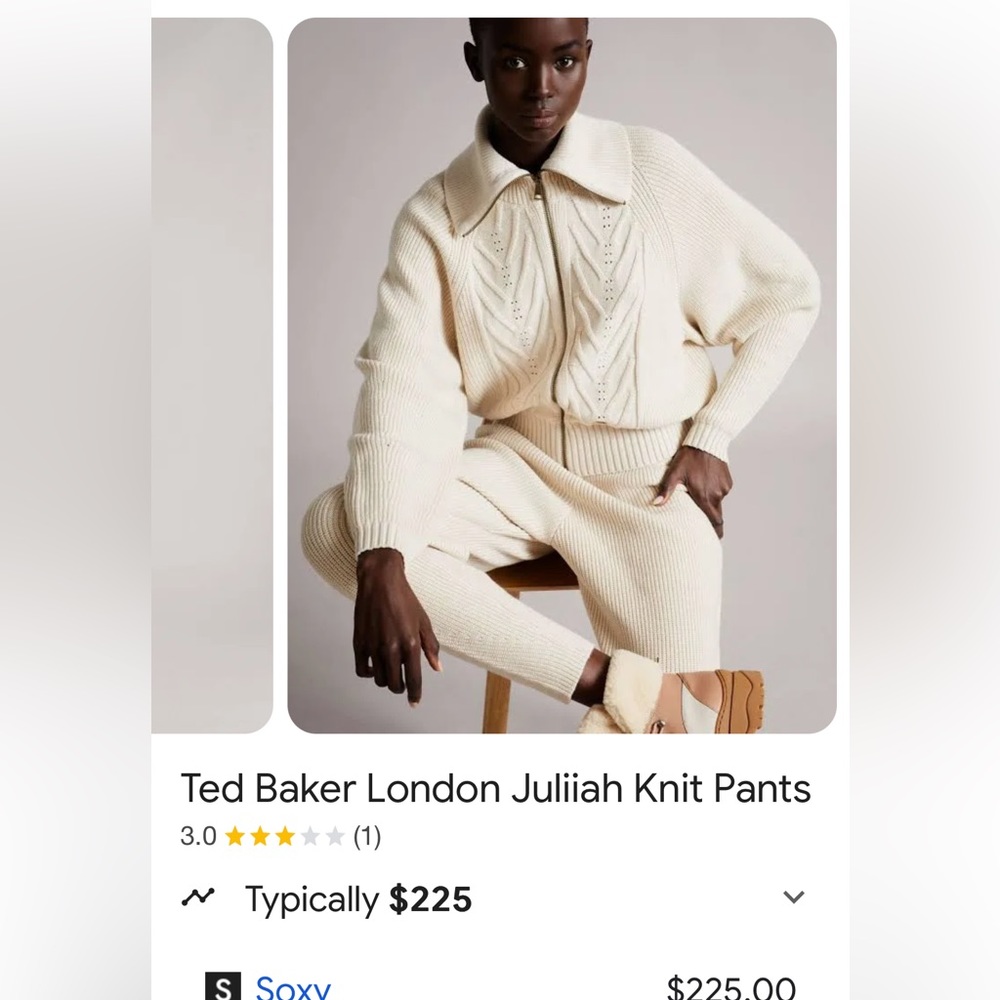 Ted Baker.  Most comfy pants ever!  Classy and neat. 3/L. Sweater knit